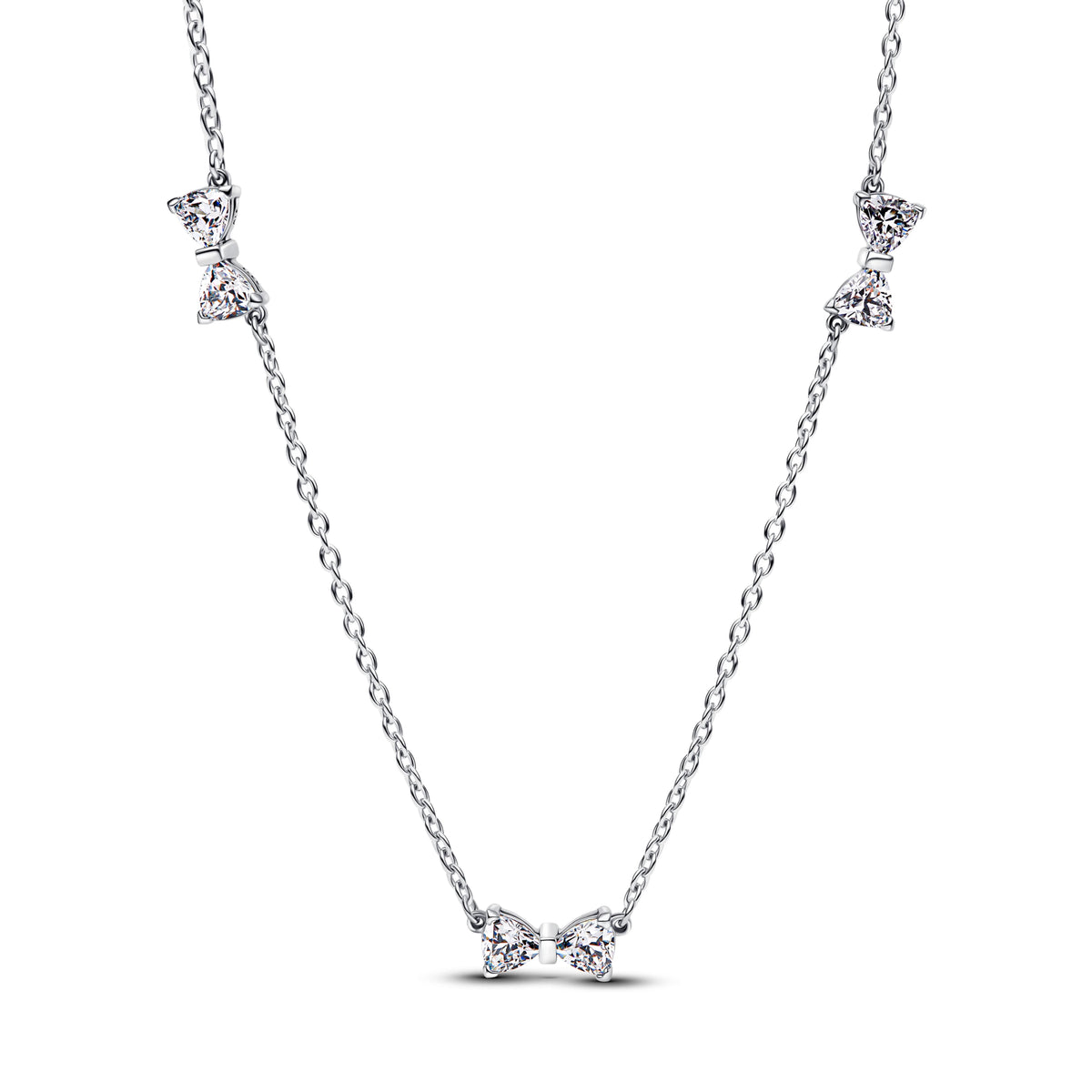 Elegant silver heart bow zircon necklace for women, featuring a charming design, perfect for Valentine's Day and special occasions.