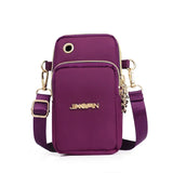 Women's HSF Marketplace mini crossbody phone bag with coin pocket, 3-layer wallet, and shoulder strap, ideal for running and daily use.