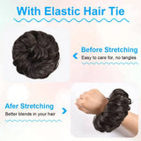 Real human hair messy bun scrunchie curly wavy chignon ponytail updo extension for women