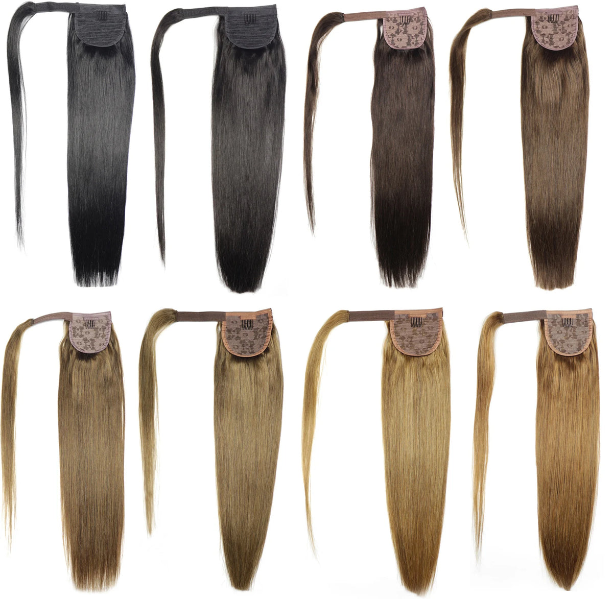 ZZHAIR Remy human hair wrap-around clip-in ponytail, straight 16–28 inch machine-made extension