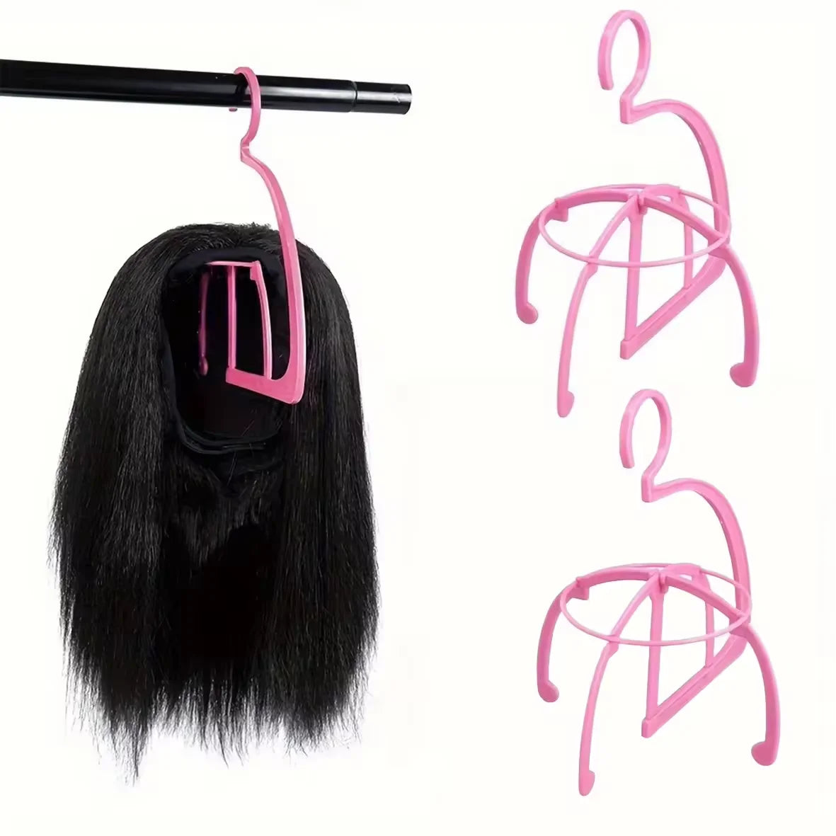 1/2/3pcs Pink Hanging Wig Storage Holder Wig Display Hanger Rack  For Lace Front Wigs Hair Extensions Hairpiece Accessories