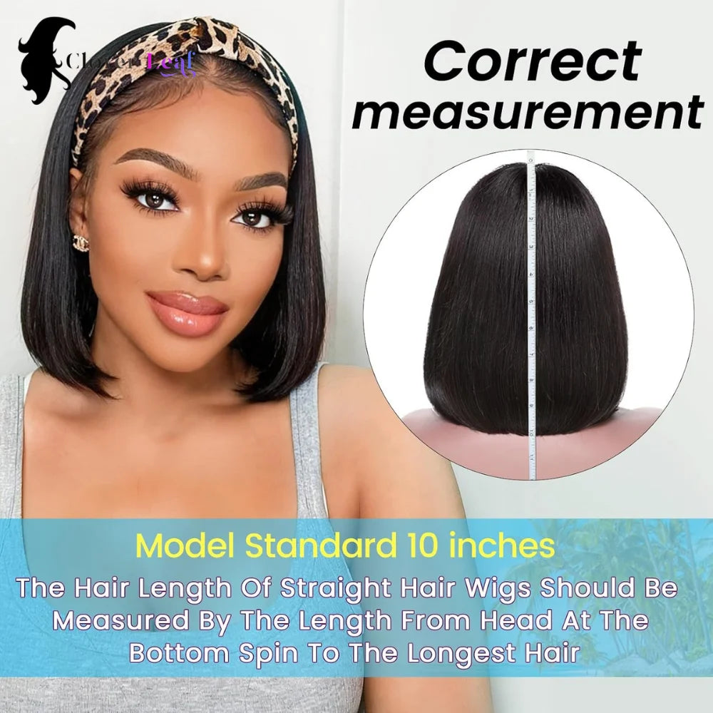12-inch straight headband wig for Black women, natural Remy human hair by HSF Marketplace