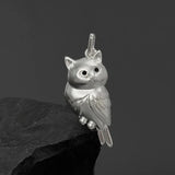 Golden silver 3D owl necklace pendant for women, textured animal jewelry with a cute, chic design, without chain.
