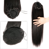 HSF Marketplace 150g black Brazilian Remy straight human hair drawstring ponytail extension with clips