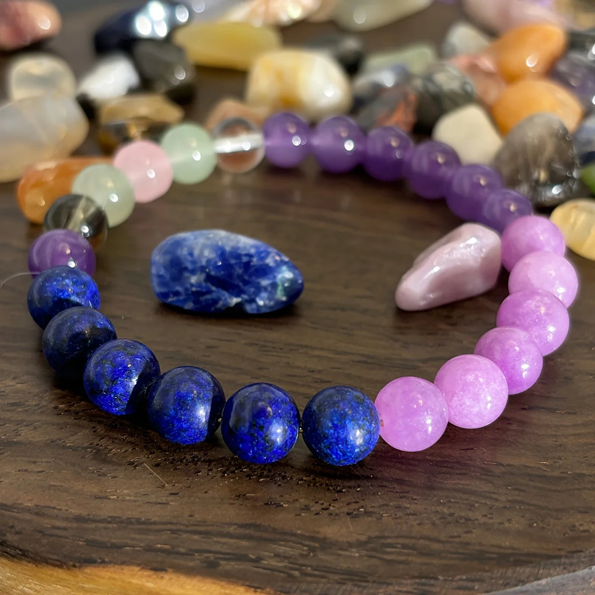 1pc/Anti-Anxiety Stress Reduction Crystal Bracelet Sodalite Fluorite Amethyst Lepidolite - 8mm Stone Jewelry Gift