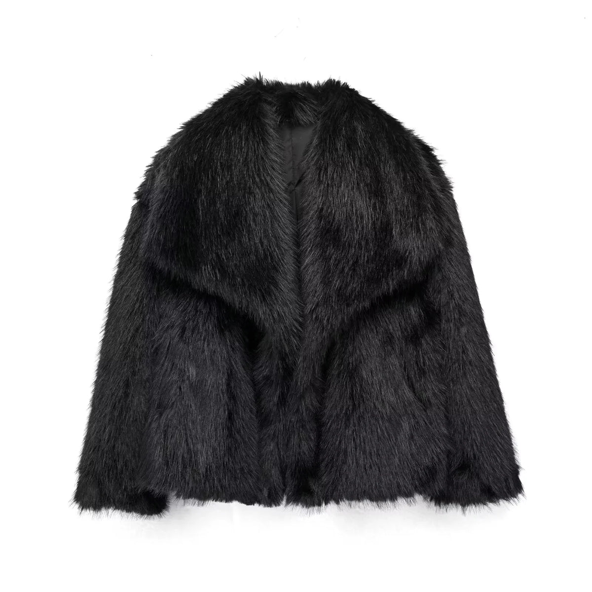 Women's brown faux fur warm jacket by HSF Marketplace for elegant casual style