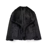 Women's brown faux fur warm jacket by HSF Marketplace for elegant casual style