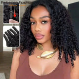 Burmese curly human hair half wig, 14-22 inches, glueless 3-in-1 drawstring flip-over convertible wig for daily wear.