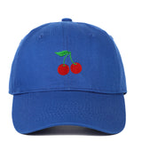 Cherry embroidery duckbill baseball soft top hat for women and men, shown as a sunshade outdoor travel hat