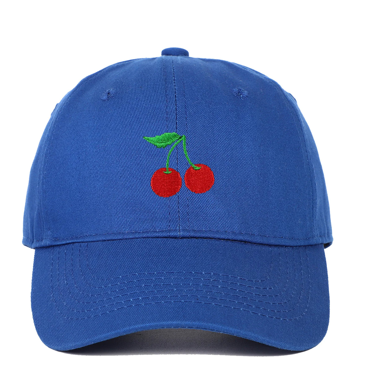 Cherry embroidery duckbill baseball soft top hat for women and men, shown as a sunshade outdoor travel hat