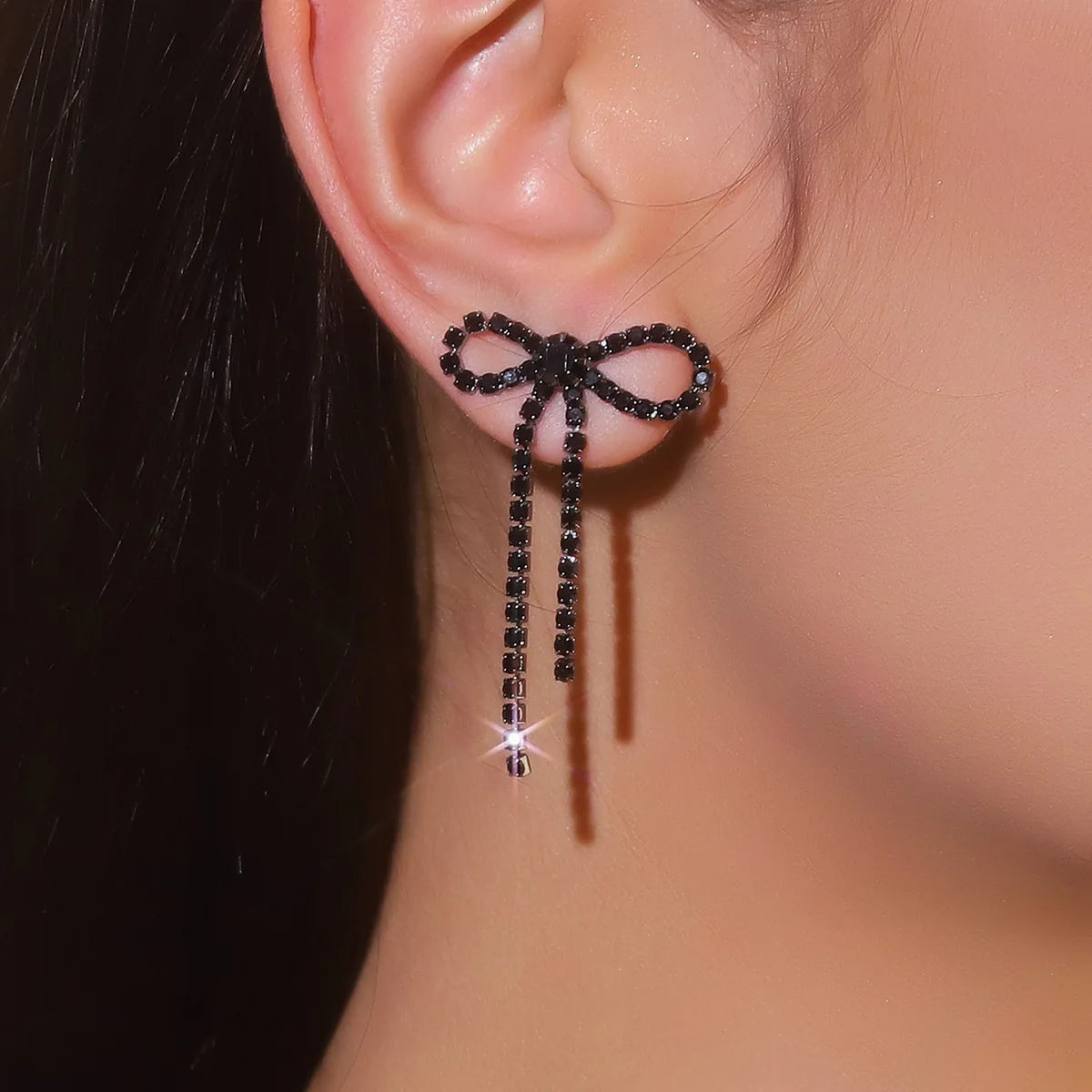 Luxury bowknot drop earrings with crystal tassels for women, HSF Marketplace jewelry