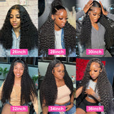 Deep wave 13x6 lace frontal wig with 200 density, human hair, water wave texture, suitable for black women, by HSF Marketplace.