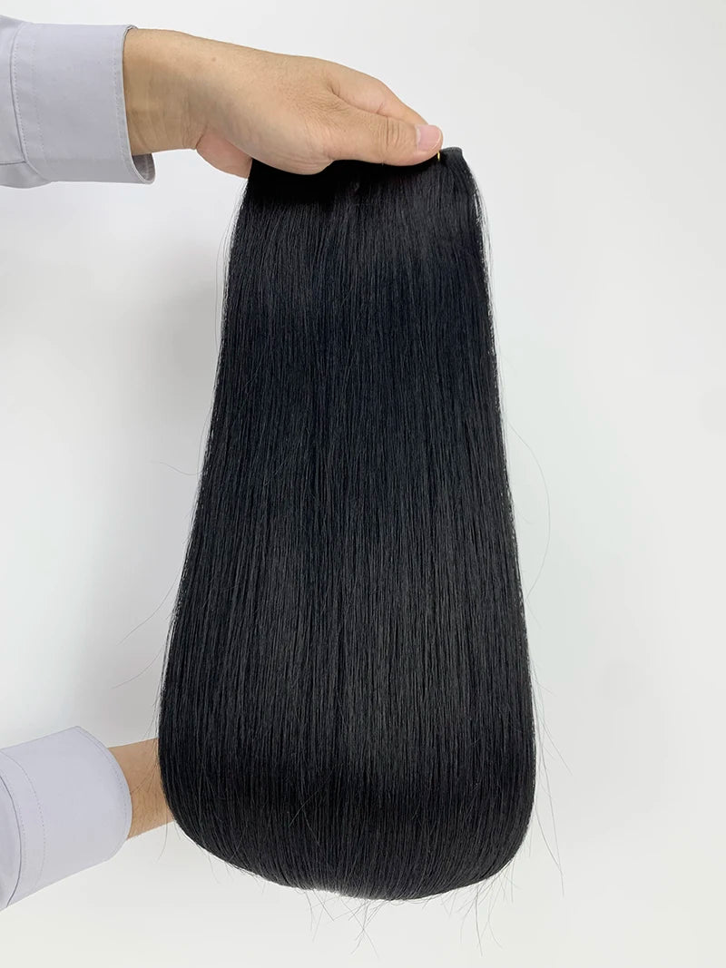 Ponytail human hair P18-1001 wrap-around extension in natural blonde shade, 60g-100gәзар