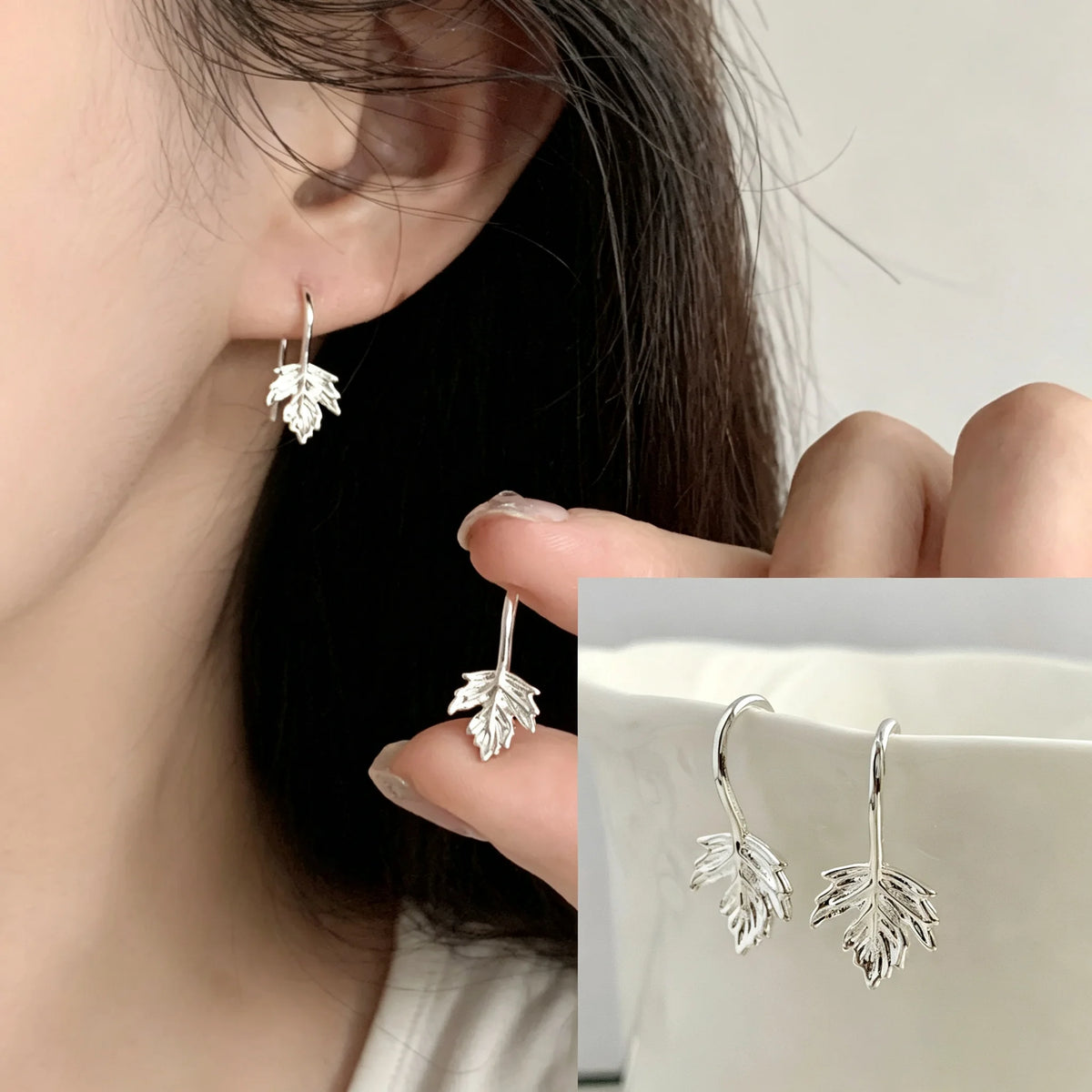 925 sterling silver jade drop earrings for women, elegant dangling jewelry by HSF Marketplace