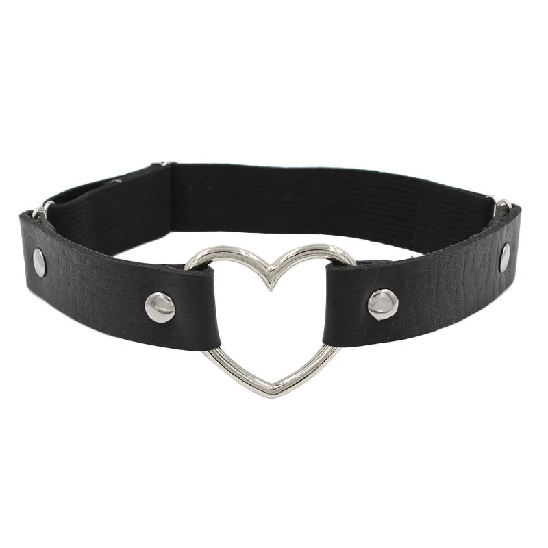Gothic leather garter belt for women, punk-style leg accessory in black leather