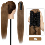S-noilite straight human hair ponytail extension with claw clip in black, blonde, and brown tones