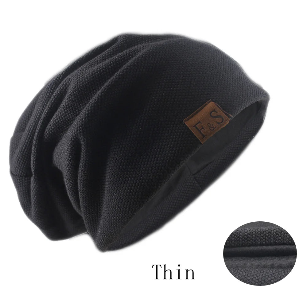 Women's autumn knitted solid color bonnet beanie hat, soft casual turban style for men and women