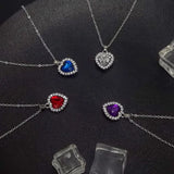 Luxury OL rhinestone crystal heart pendant necklace for women, elegant jewelry gift with sparkling crystal details.