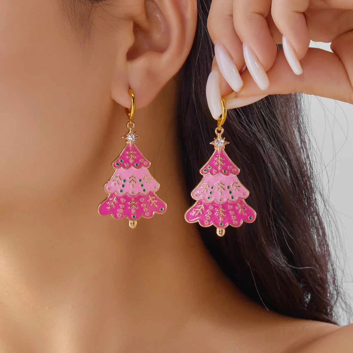 Merry Christmas pearl flower star bell dangle earrings for women by HSF Marketplace