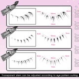 10 pairs of HSF Marketplace false eyelashes with clear bands, wispy manga-style lower lashes, small flame design for eye makeup and cosplay