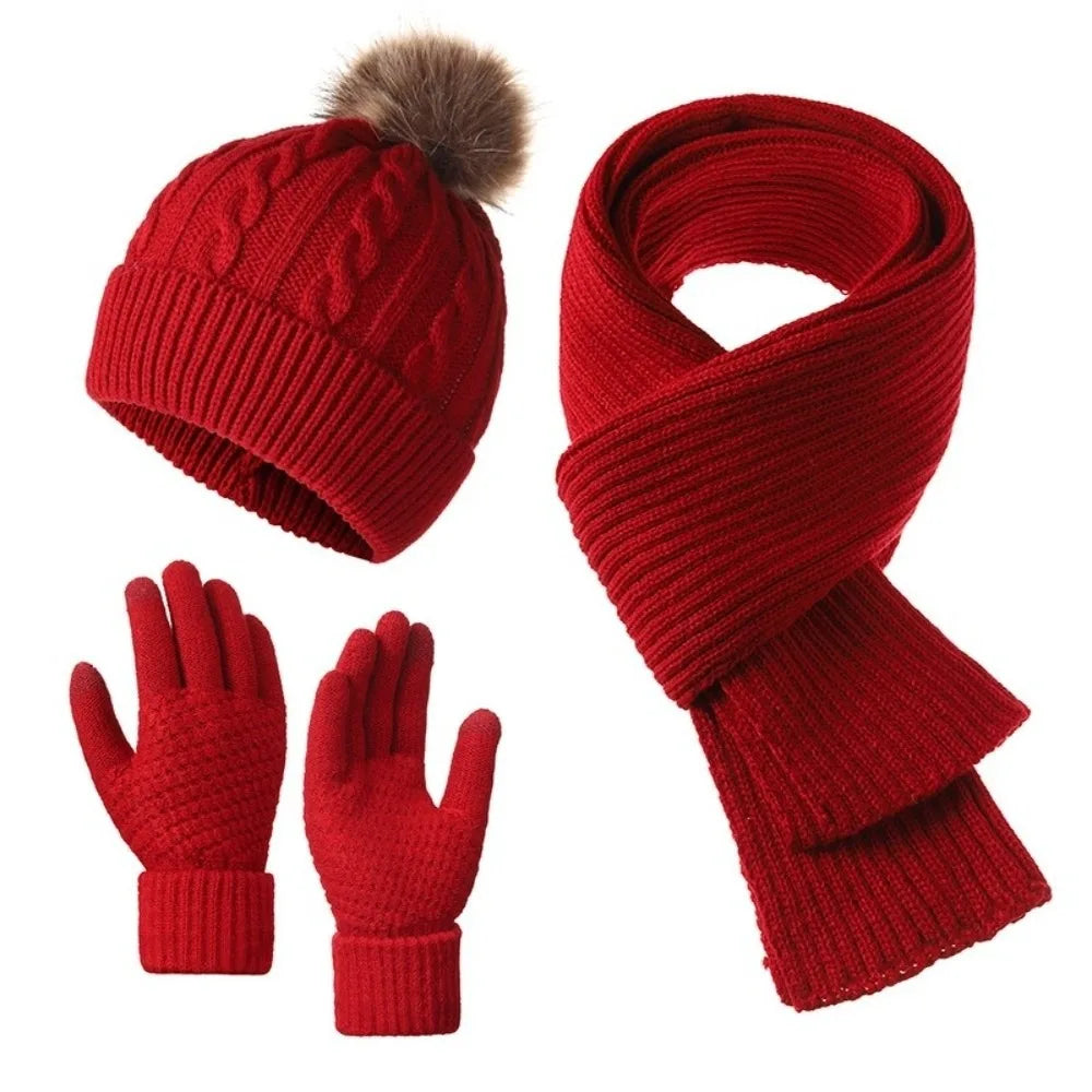 Women’s warm touch-screen scarf hat gloves set by HSF Marketplace for winter wear