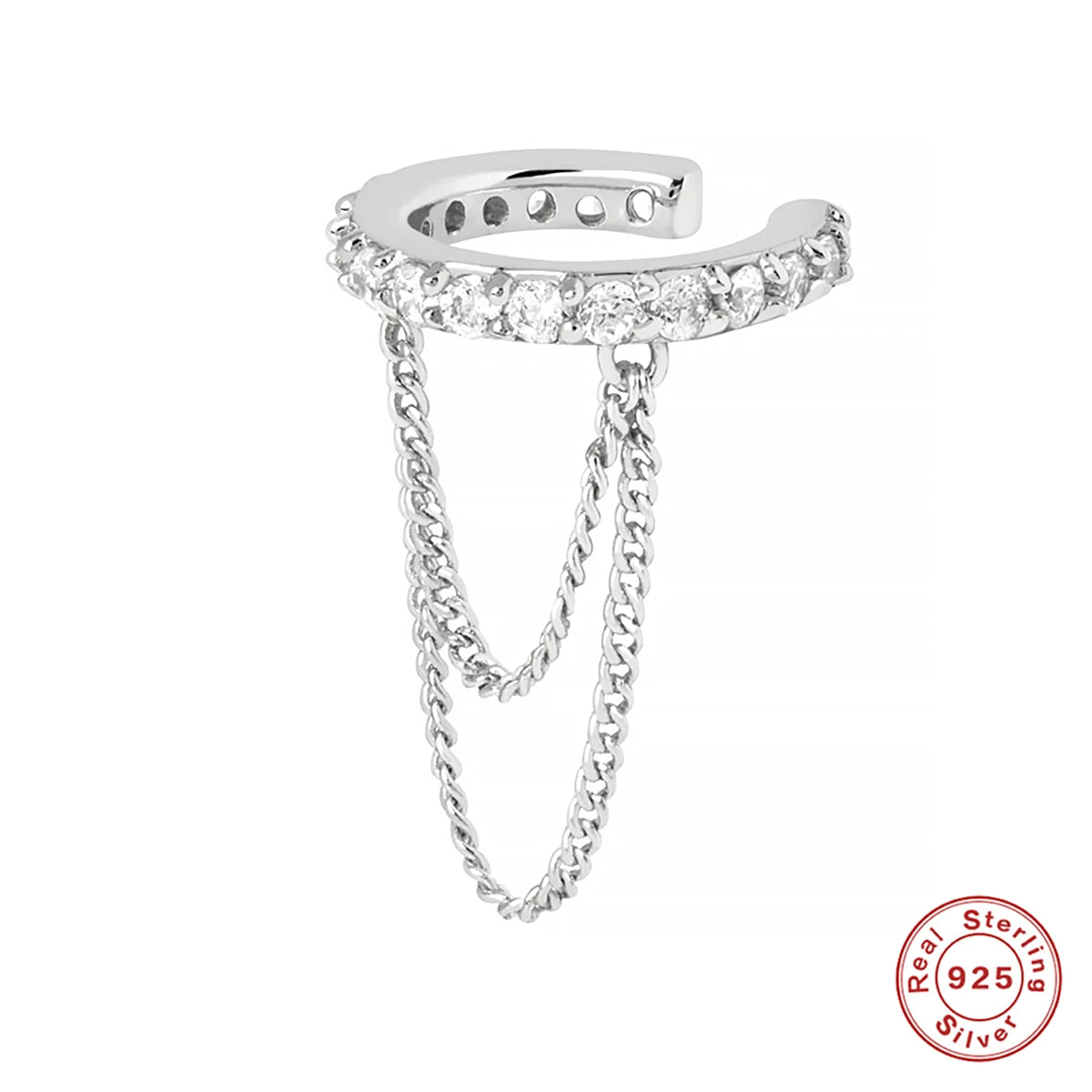 925 sterling silver zircon double-layer clip earrings, no-piercing women’s party jewelry by ROXI