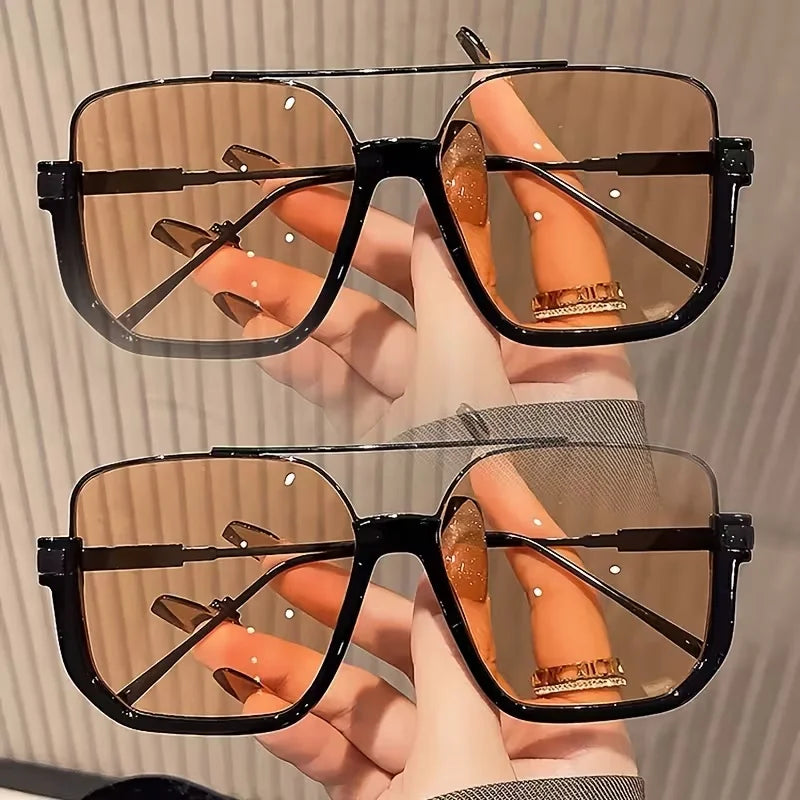 High-quality UV400 unisex sunglasses with double beam half-frame design, stylish and versatile for men and women by HSF Marketplace.