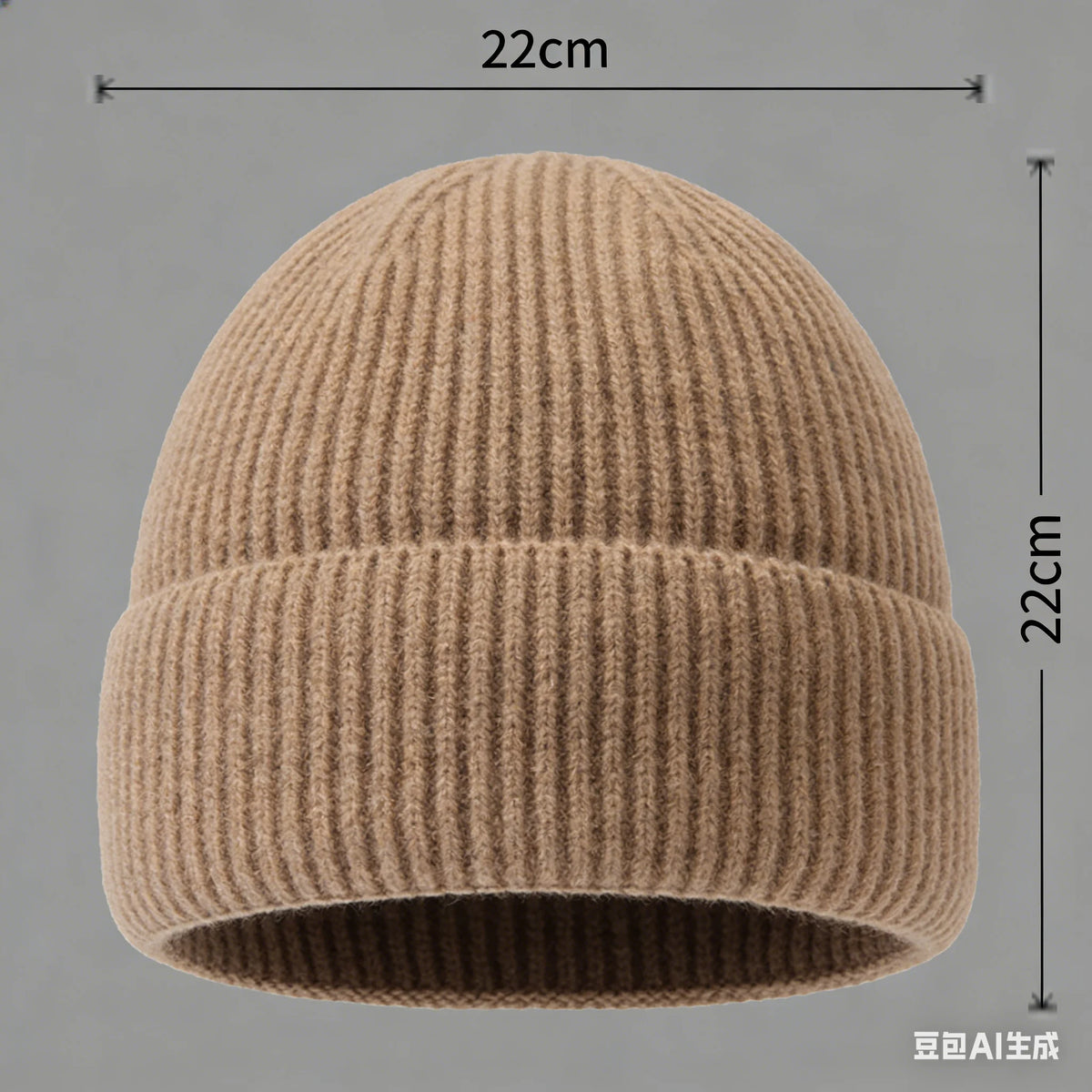 Warm knitted melon hat, winter beanie for women and men in soft textured knit fabric