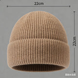 Warm knitted melon hat, winter beanie for women and men in soft textured knit fabric