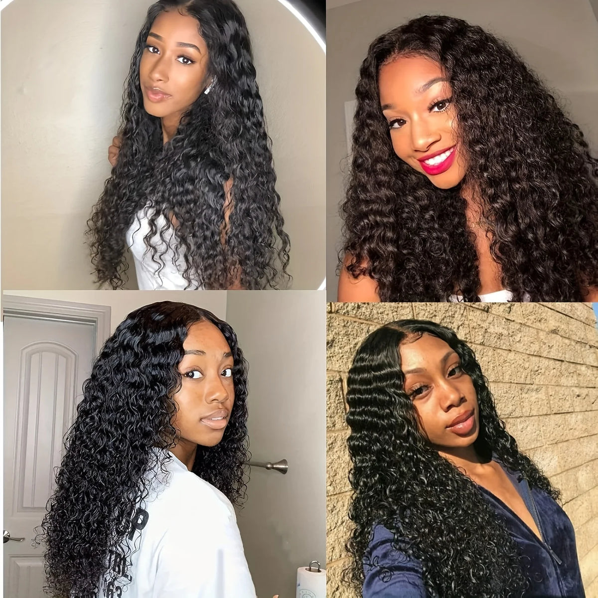 34-inch HSF Marketplace human hair deep wave glueless lace front wig with pre-plucked natural hairline