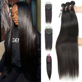 Straight Human Hair Bundles With A Closure Human Hair 24 Inch Transaprent Lace 4x4 5x5 2x6 Hd Lace Closure 3-5 Workdays Delivery