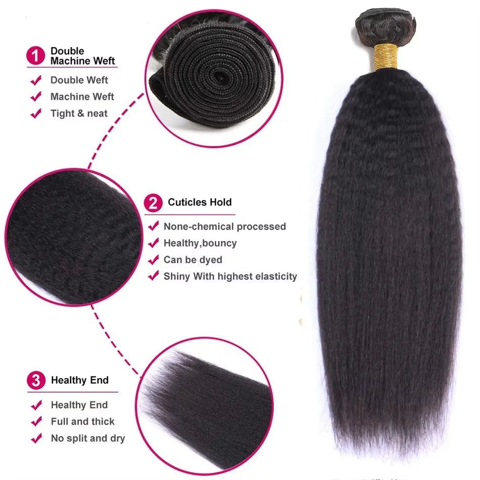 4x4 5x5 13x4 Closure With Bundles Peruvian Kinky Straight Human Hair Bundles With Frontal Invisible Melt Skin HD Lace 3 4 Bundle