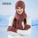 Winter knitted hat, scarf, and gloves set for cold weather protection by HSF Marketplace