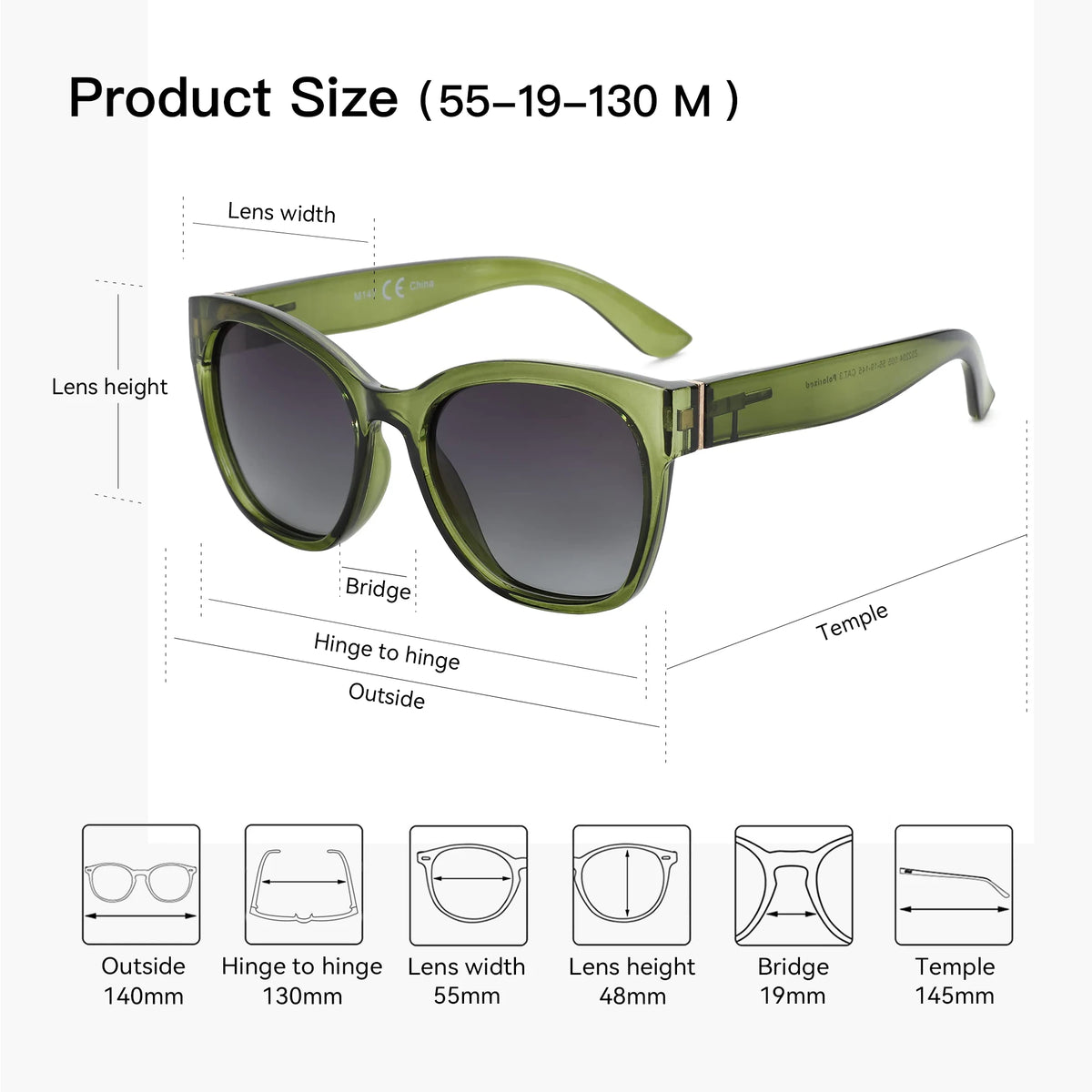 HSF Marketplace ZENOTTIC fashion butterfly frame polarized sunglasses for women with UV400 protection and cat eye style.