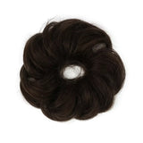 Wavy curly human hair messy bun ponytail with clip-in extensions and air bangs fringe for women