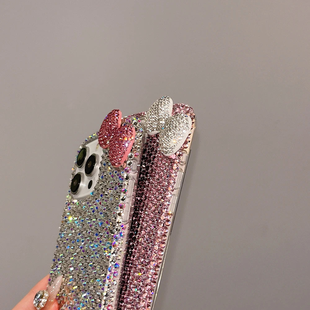 3D glitter bowknot diamond phone case for iPhone 13–18 models by HSF Marketplace