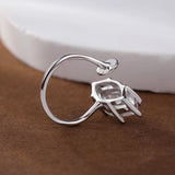 1-carat marquise cut solitaire moissanite open ear cuff in S925 silver, no-piercing design for women