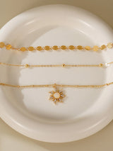 Three-piece delicate sun pendant necklace set for women with layered jewelry design by HSF Marketplace