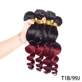 DreamDiana 10A Loose Wave Bundles with Closure Wet and Wavy Brazilian Ocean Wave 100% Human Hair 3 Bundles with 4x4 Lace Closure
