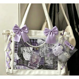 Cute Japanese ribbon ita bag, aesthetic transparent tote handbag for girls by HSF Marketplace