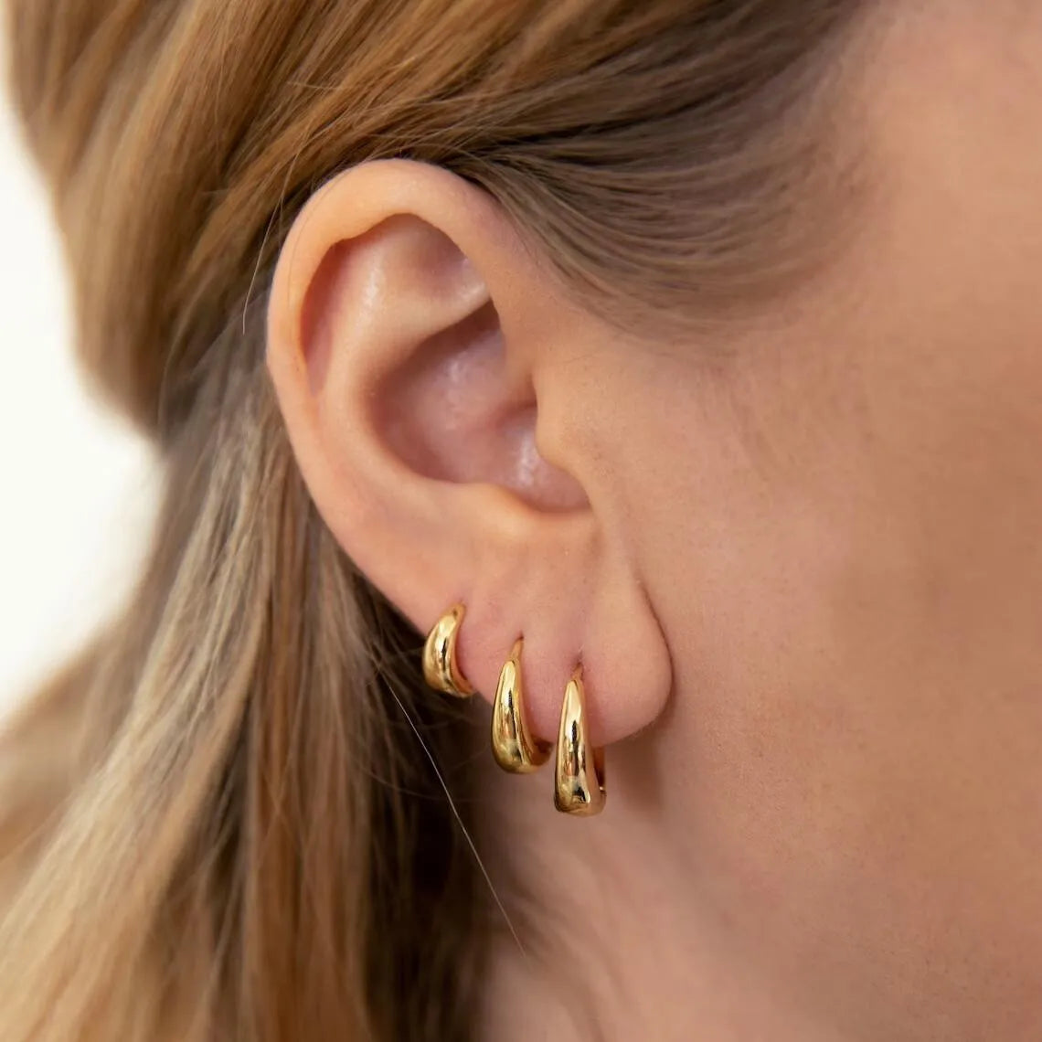 3 pairs gold-plated stainless steel crystal zirconia hoop earrings for women, simple circle punk piercing jewelry