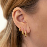 3 pairs gold-plated stainless steel crystal zirconia hoop earrings for women, simple circle punk piercing jewelry