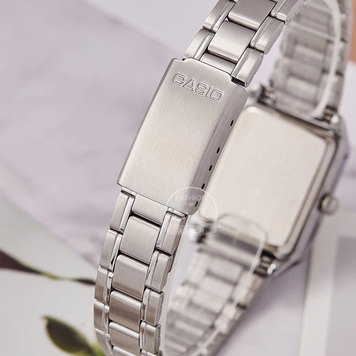 Casio Watch for Women Top Brand Luxury Set 30m Waterproof Quartz Ladies Watch Tonneau Shape Stainless Steel Reloj Mujer LTP-V007