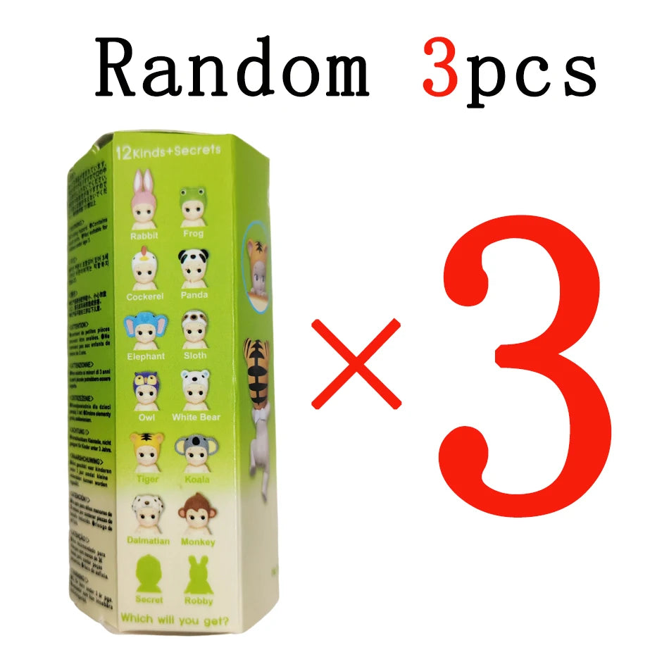 Cute animal series anime figure blind box, 8cm collectible car ornament and phone decoration plush figure