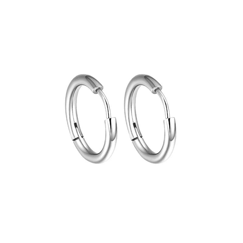 Classic stainless steel round hoop earrings for women by HSF Marketplace