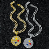 Men's hip hop style personalized disc pendant necklace with creative logo design, crafted by HSF Marketplace in jewelry.