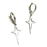 Classic star earrings, chunky dangly hypoallergenic jewelry with a grunge Y2K goth punk aesthetic
