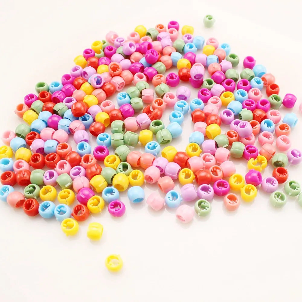 50 colorful plastic hair beads and claw clips for braids by HSF Marketplace