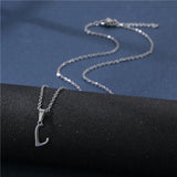 Shiny stainless steel initial letter pendant necklace for women with a simple clavicle chain choker jewelry style