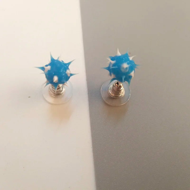 Colorful silicone ball stud earrings in Japanese Korean style, 32 patterns for girls, teens, and children by HSF Marketplace